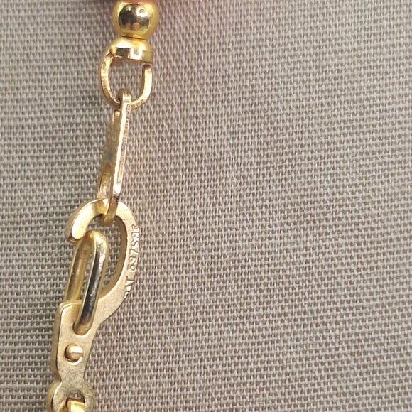 Vintage Pink And Gold Acrylic Graduated Beaded Necklace 22" Marked Pat - Picture 4 of 5